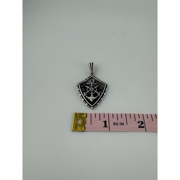 New Sterling Silver 925 Anchor And Ship Wheel Pendent - Picture 4 of 6